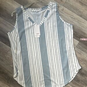 NWT Xieerduo top bohemian lightwieight XL striped blue white black sleeveless
